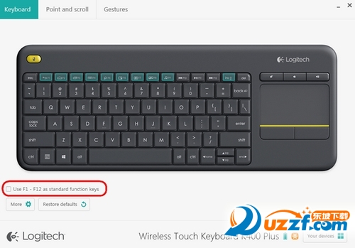 设置罗技 K400 Plus 键盘使用标准功能键的方法