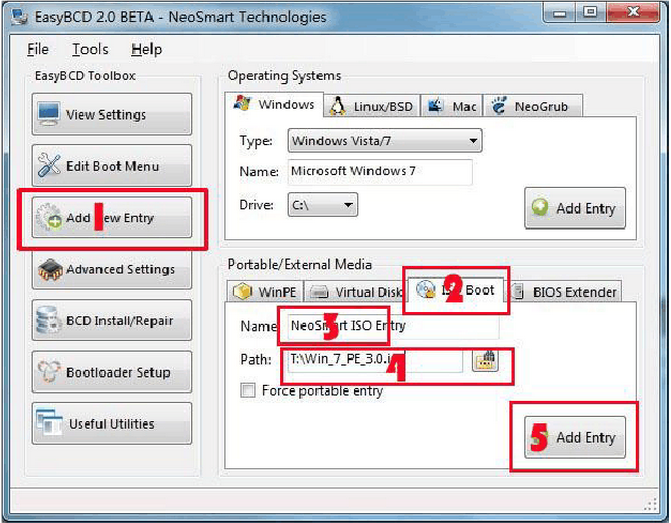 如何使用EasyBCD 2.0引导ISO文件安装系统