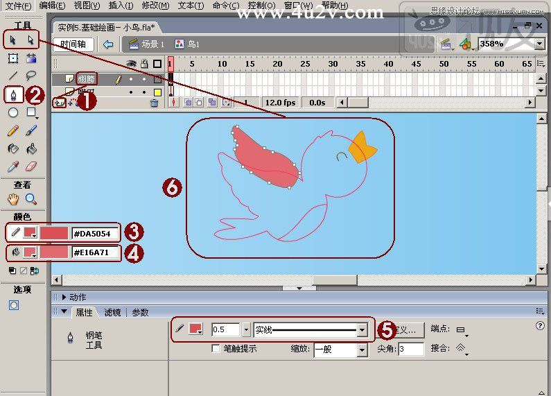 Flash教程：制作卡通风格的飞舞小鸟,PS教程,思缘教程网