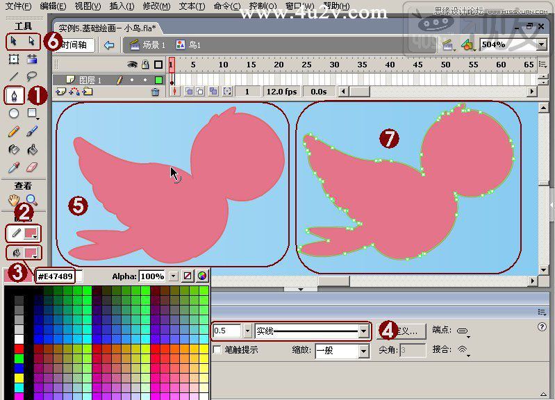 Flash教程：制作卡通风格的飞舞小鸟,PS教程,思缘教程网