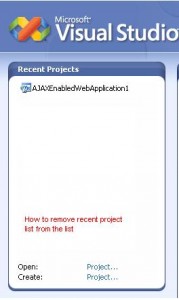 清除visual studio开始页面最近项目的方法