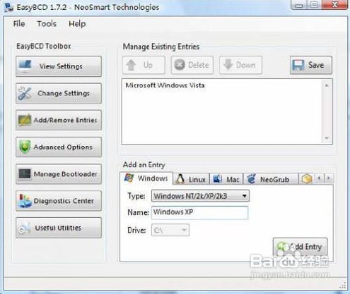 easybcd怎么添加xp引导 EasyBCD修复xp启动方法